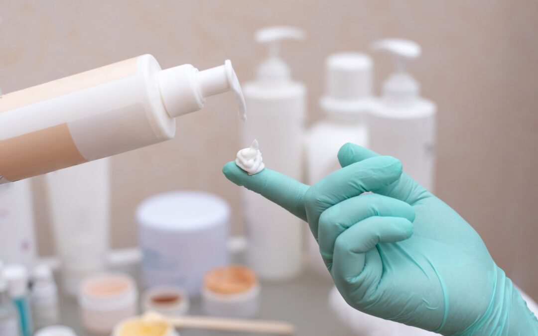 image of dermatologist using medical grade skincare products